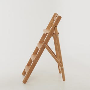 Handmade Oak Folding Step Ladder – 110cm Solid Wood Stool for Kitchen, Library, Home Decor
