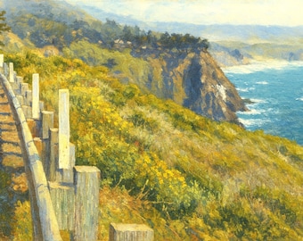 Big Sur Coast California Highway One 13 x 9 Digital Painting Framed