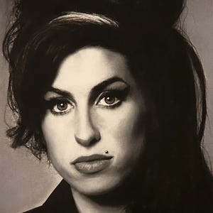 Hand-drawn portrait of Amy Winehouse