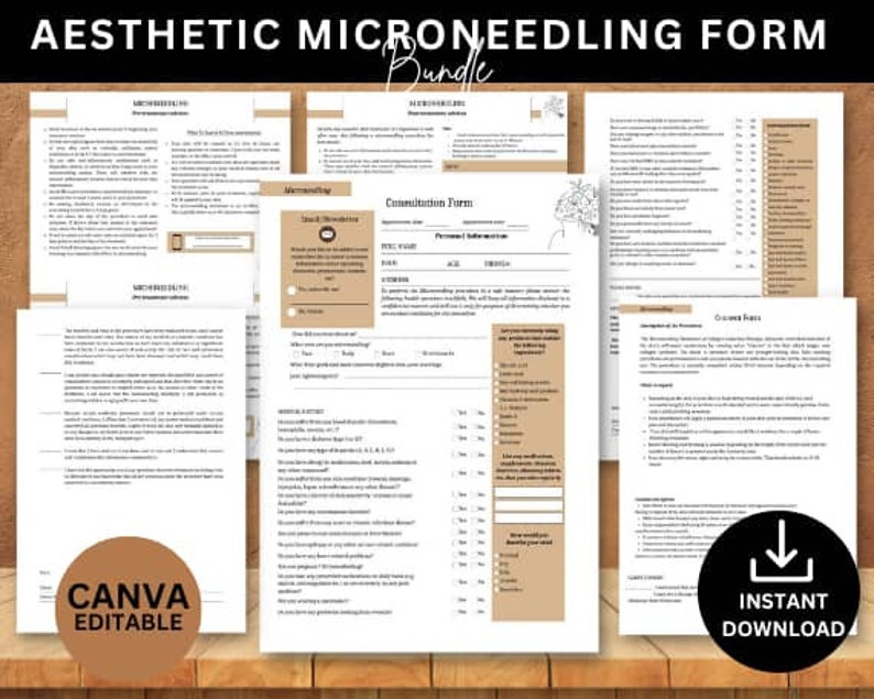 Aesthetic Microneedling Consent Form Bundle Printable for Aestheticians ...