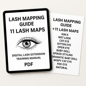 Lash Mapping Guide + 11 Lash Maps | Digital Lash Extension Training Manual for Lash Techs | Classic Hybrid Volume Styles PDF