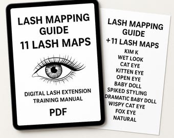 Guide till fransmappning + 11 fransmappningar | Digital fransförlängningsträningsmanual för franstekniker | Klassiska hybridvolymstilar PDF