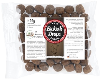 Zeckerli® Drops mit Kokosnuss und Kardewurzel für den Hund, 92g / Snack, Leckerli