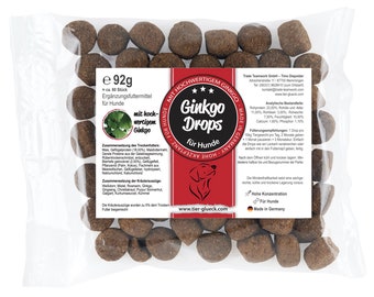 Ginkgo Drops mit Mistel, Rosmarin & Kurkuma für den Hund, 92g / Snack, Leckerli