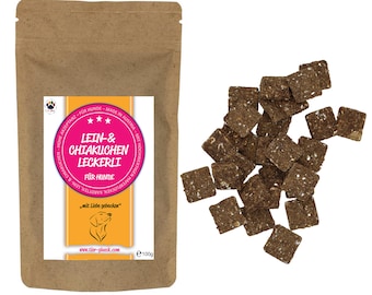 Lein- & Chiakuchen Leckerli mit Brombeerblätter - Für Hunde 100g / 250g Snack, Kekse