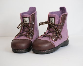 Winter purple wool boots