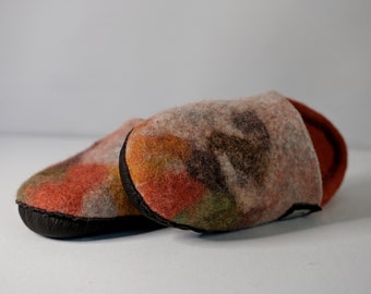 Orange wool slippers