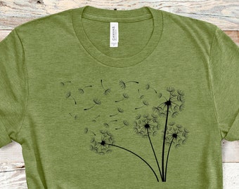 Dandelion Shirt, Inspirational BOHO Tshirt, Windflower Tee, Meditation Gift, Yoga Tshirt, Boho Windflower Shirt, Dandelion Gift for Her