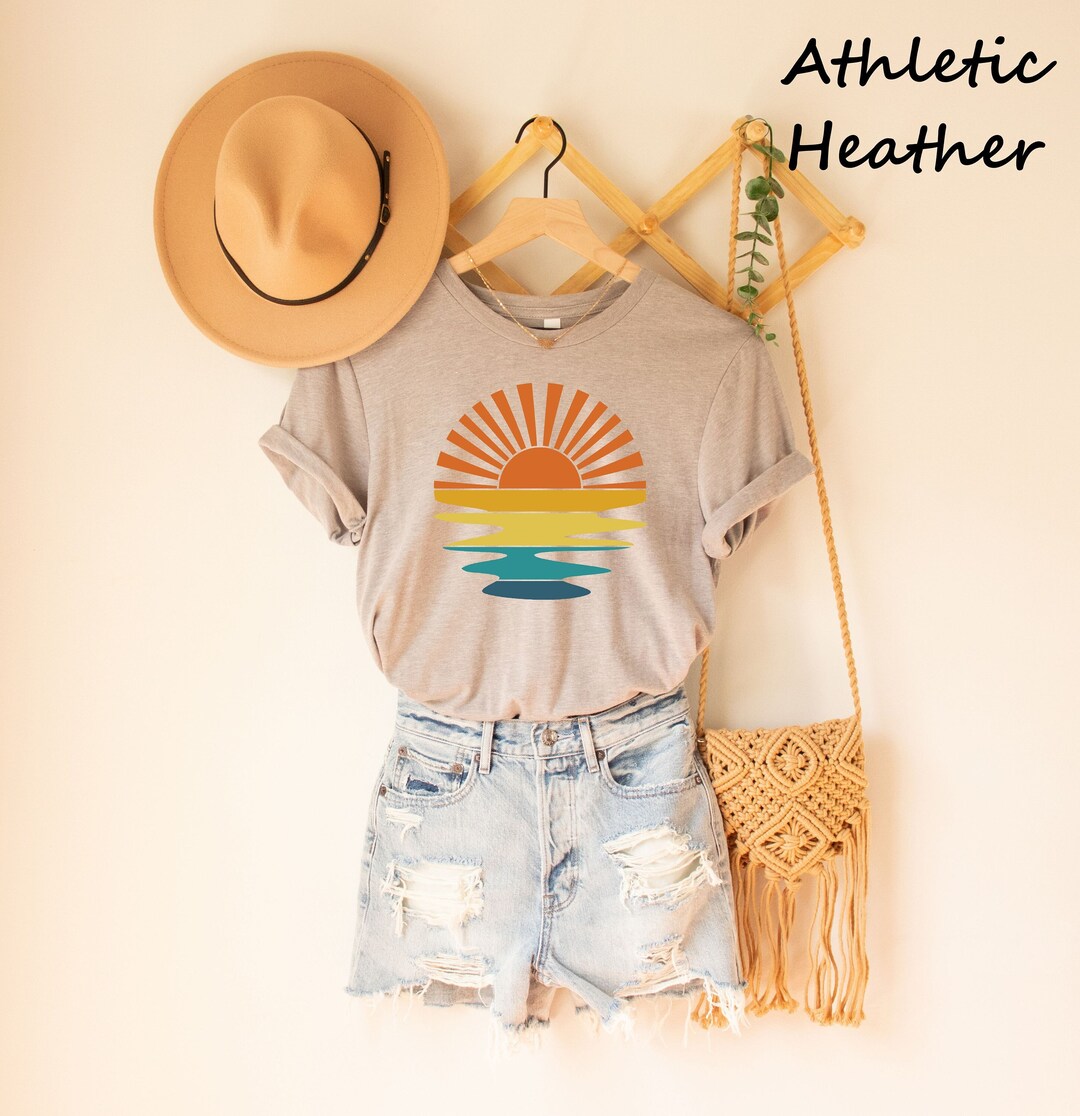 Sunset Riot Shirt Retro Sunset Shirt, Sun Rays Wavy Shirt, Retro Sunrise Tshirt, Sun Over ...