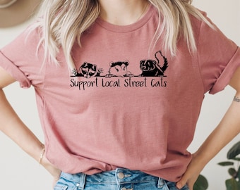 Support Your Local Street Cats Shirt, Opossum Racoon Skunk Tshirt, Retro Unisex Tee, Vintage Raccoon Shirt, Nostalgia T Shirt