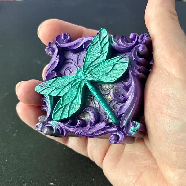 Handcrafted Resin Dragonfly Paperweight - Unique Desk Accessory & Trinket