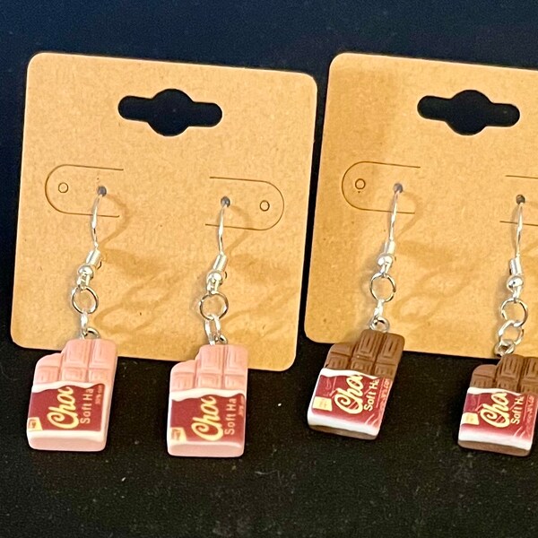 Sweet Treat Candy Bar Dangle Earrings - Unique Foodie Jewelry Gift, Novelty Earrings