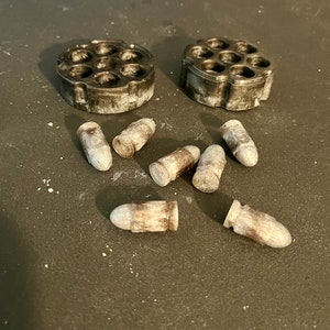 Unique Bullet-Shaped Handmade Resin DND Dice Set with Revolver Holder