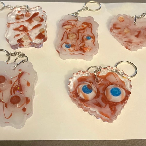 Horror Keychains – Creepy Chic Resin Charms for Spooky Accessory Lovers. 3D style Eyes, Teeth - glow in dark by Loves2Stitch