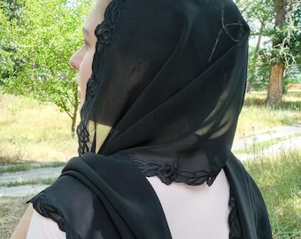 Lichtgewicht zwarte sluier — orthodoxe hoofdbedekking