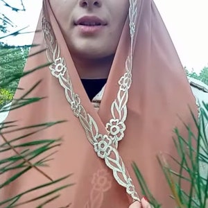 Brown Prayer Shawl — Eastern Christian Scarf. Womens Head Scarf image 5