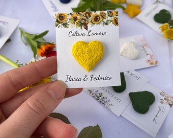 girasole piantabile Bomboniere personalizzate per semi di nozze - pacchetto di semi - carta per semi - regalo per baby shower - pianta insieme - lascia che l'amore cresca