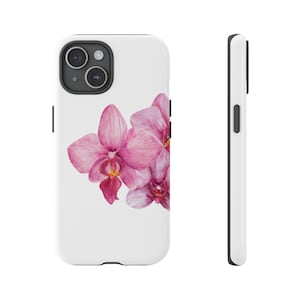 Pink Orchid Flower Phone Case, Girly, Floral Design, Gifts for Her, iPhone 16/15/14/13/12/11/10/XR Pro Max, S23 S22 S21 Ultra, Google