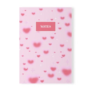 Y2K Pink Heart Star Notebook, Kawaii Notebook, Girly Stationary, Cute Office Supplies, Softcover Notebook, A5