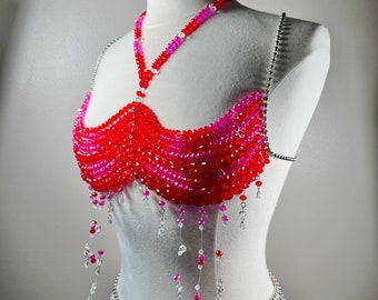 Beaded Top,Beaded Bra, Body Jewelry ,  Bralette, Handmade top