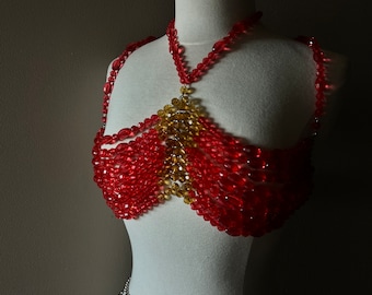 Beaded Top,Beaded Bra, Body Jewelry , Beaded Bralette