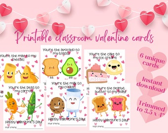 Food Pun-Valentinstagskarten, lustige Klassenzimmer-Valentinstagskarten (PDF-Muster)
