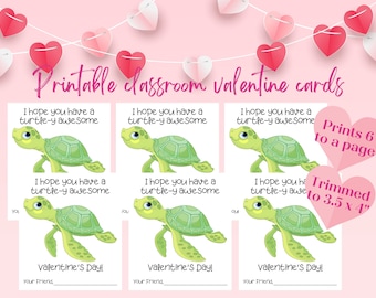 Schildkröten - Valentinstagskarten: Druckbares Klassenzimmer-Set (PDF)