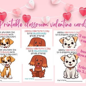 Dog Valentines Day Cards Printable Classroom Valentines for Kids School Valentines Puppy Valentine Cards for Preschool Valentine Gift Tags