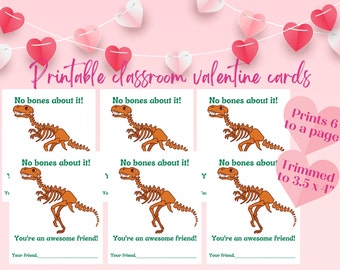 Dinosaur Valentine Cards for Kids | Pun T-Rex Design (PDF Printable)