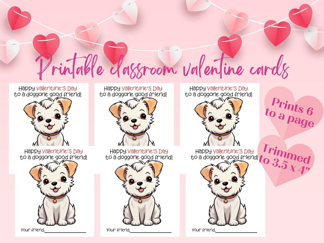 Dog Valentine's Day Cards, Puppy Classroom Valentines (PDF Pattern) - Etsy