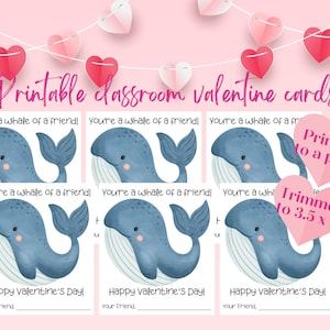 Whale Valentine&#39;s Day Cards: Classroom Printable (PDF)