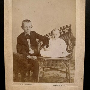 Vintage Photo Boy and Baby Springville NY SE Spaulding