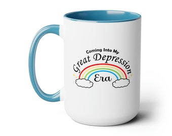 Keramisk kaffemugg från den stora depressionen, tvåfärgad 435 ml