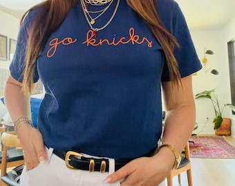 Go Knicks Embroidered Shirt, Unisex New York Basketball Game Day Tee, Knicks Gift
