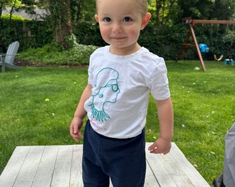Notorious RBG Toddler Tee, Hand Embroidered Organic Cotton