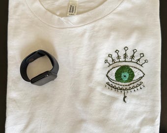 Evil Eye Embroidered Crewneck Shirt, Spiritual Protection Clothing