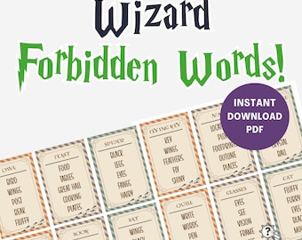 Wizard Taboo, Wizard Forbidden Words, Printable Wizard Party Game