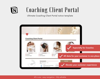 Business Coaching Portal & CRM in Red | Notion Template for Coaches Entrepreneurs | Fully Editable Notion template