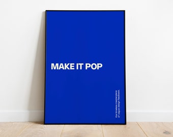 Poster Make It Pop, stampa Bauhaus blu di tendenza (PDF e JPG)