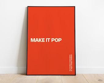 Poster "Make It Pop" in stile Bauhaus, grafica umoristica (download digitale)