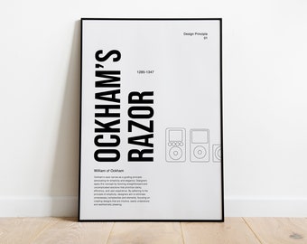 Rasoio di Ockham, poster sull'evoluzione dell'iPod, decorazione per ufficio (download digitale)