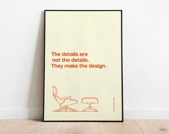 Poster con citazione di Eames, stampa artistica Bauhaus, decorazione minimalista per ufficio (download digitale)