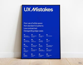 Poster sugli errori UX: stampa Blue Design Thinking (download digitale)