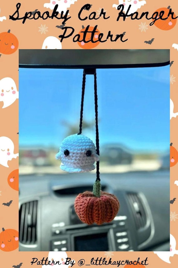 SpookyCarHangerCrochetPattern| Pumpkin Ghost Crochet Pattern| Halloween Crochet Pattern|