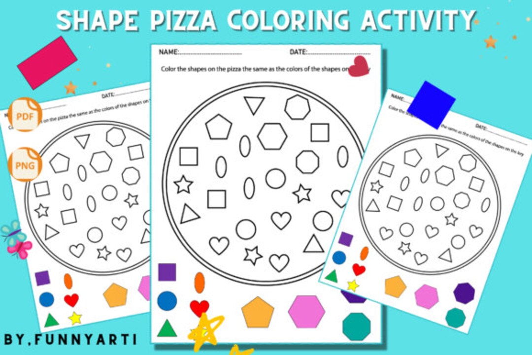 Shape Pizza Coloring Activity Etsy