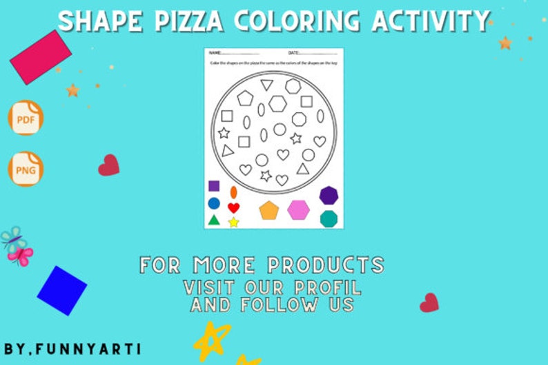 Shape Pizza Coloring Activity Etsy