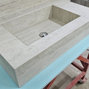 Handmade Custom Porcelain Tile Sink, Minimalistic Bathroom Vanity, Integrated Sink Design for Modern Homes, Bathroom Sink