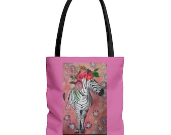 Sacola de compras reutilizável com estampa de zebra, um presente perfeito para amantes de animais.