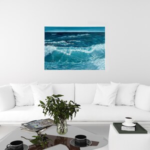 Onda dell'oceano / Pittura a olio 70x50 cm immagine 5