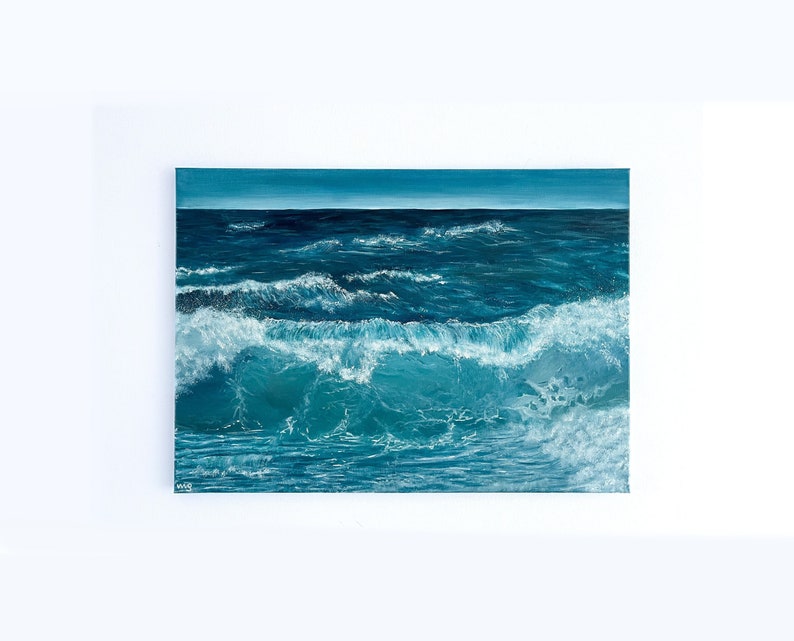 Onda dell'oceano / Pittura a olio 70x50 cm immagine 1